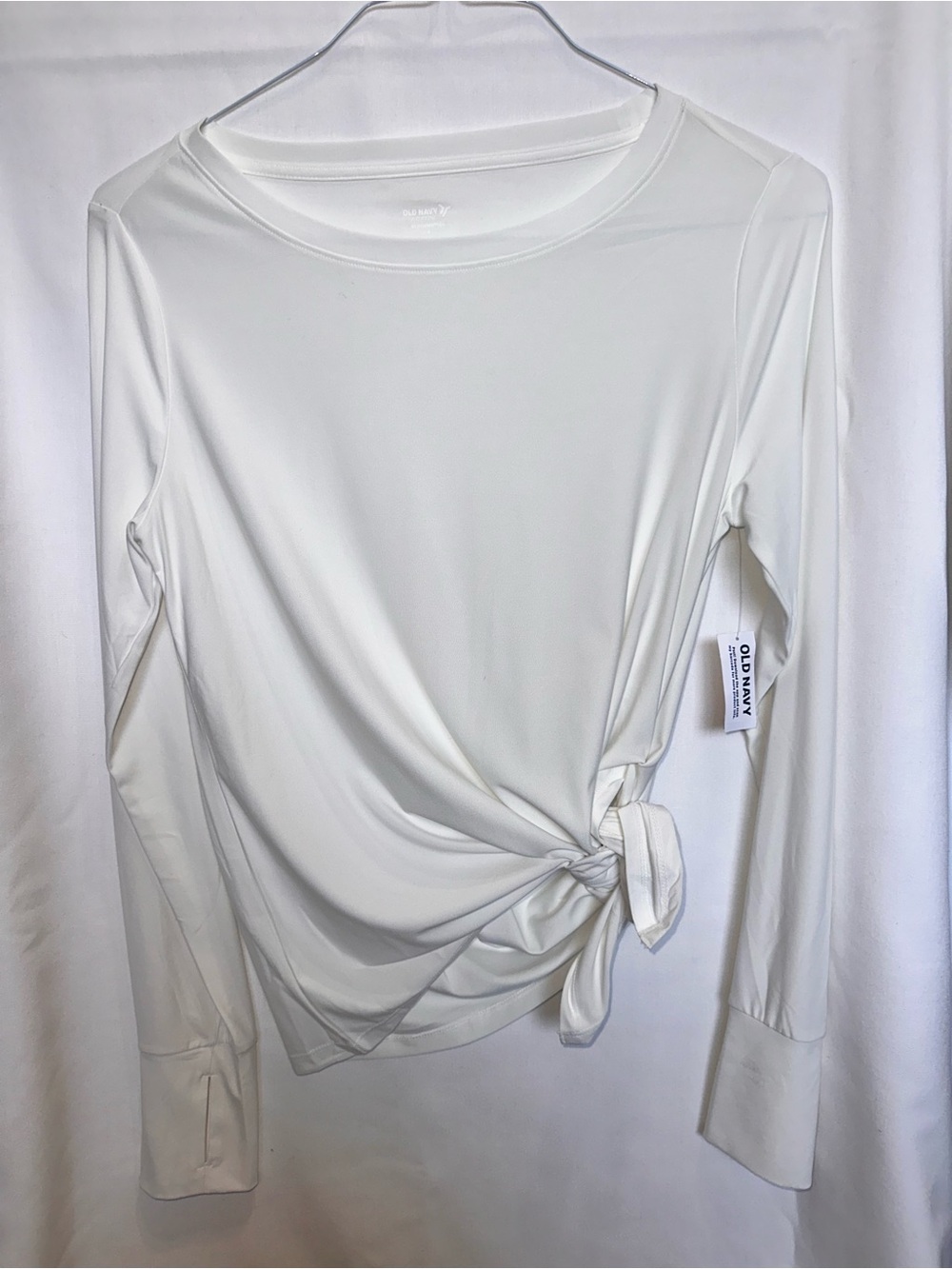 Old Navy White Long-Sleeve Side Knot Tee